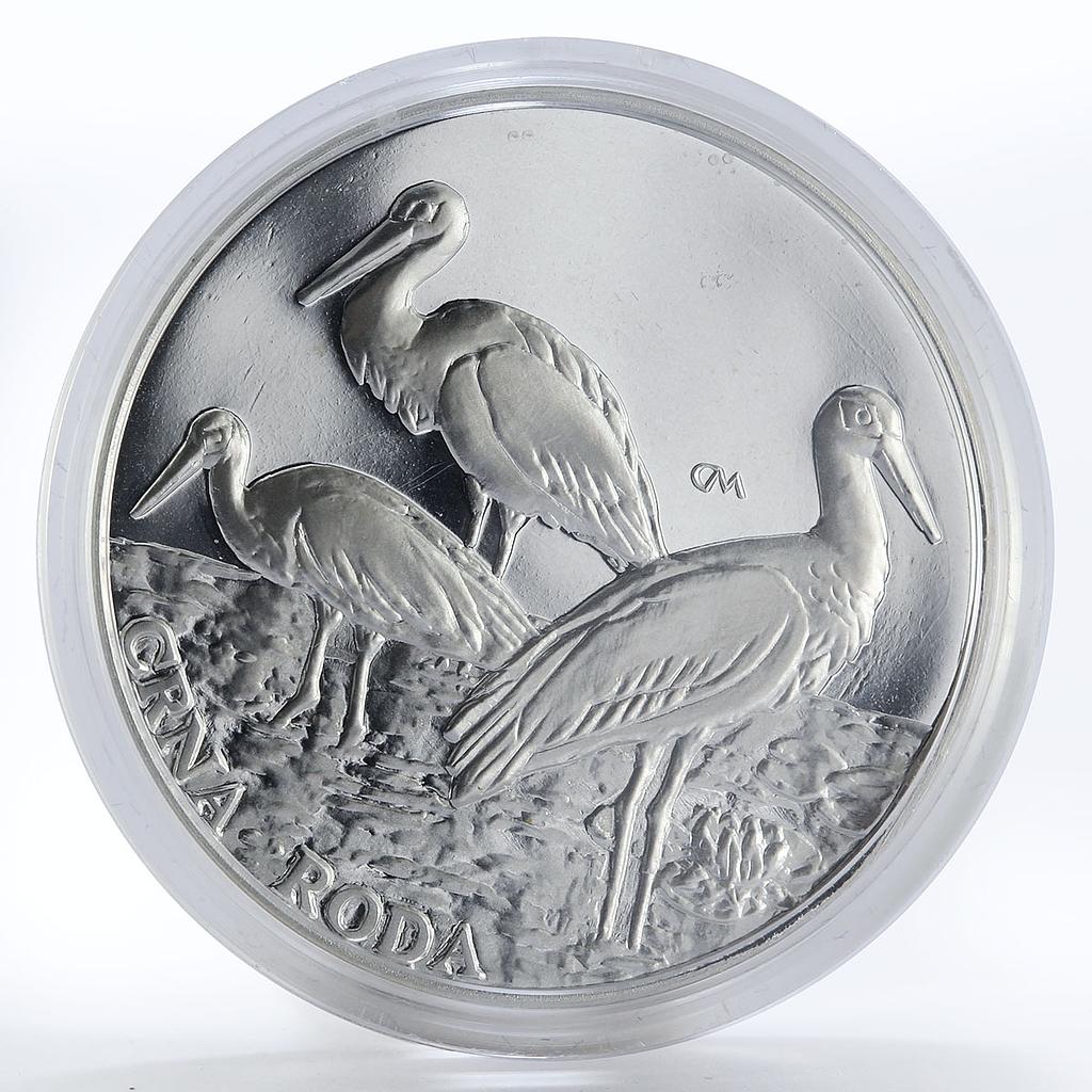 Croatia 200 kuna Baranja region Black Stork animal proof silver coin 1997