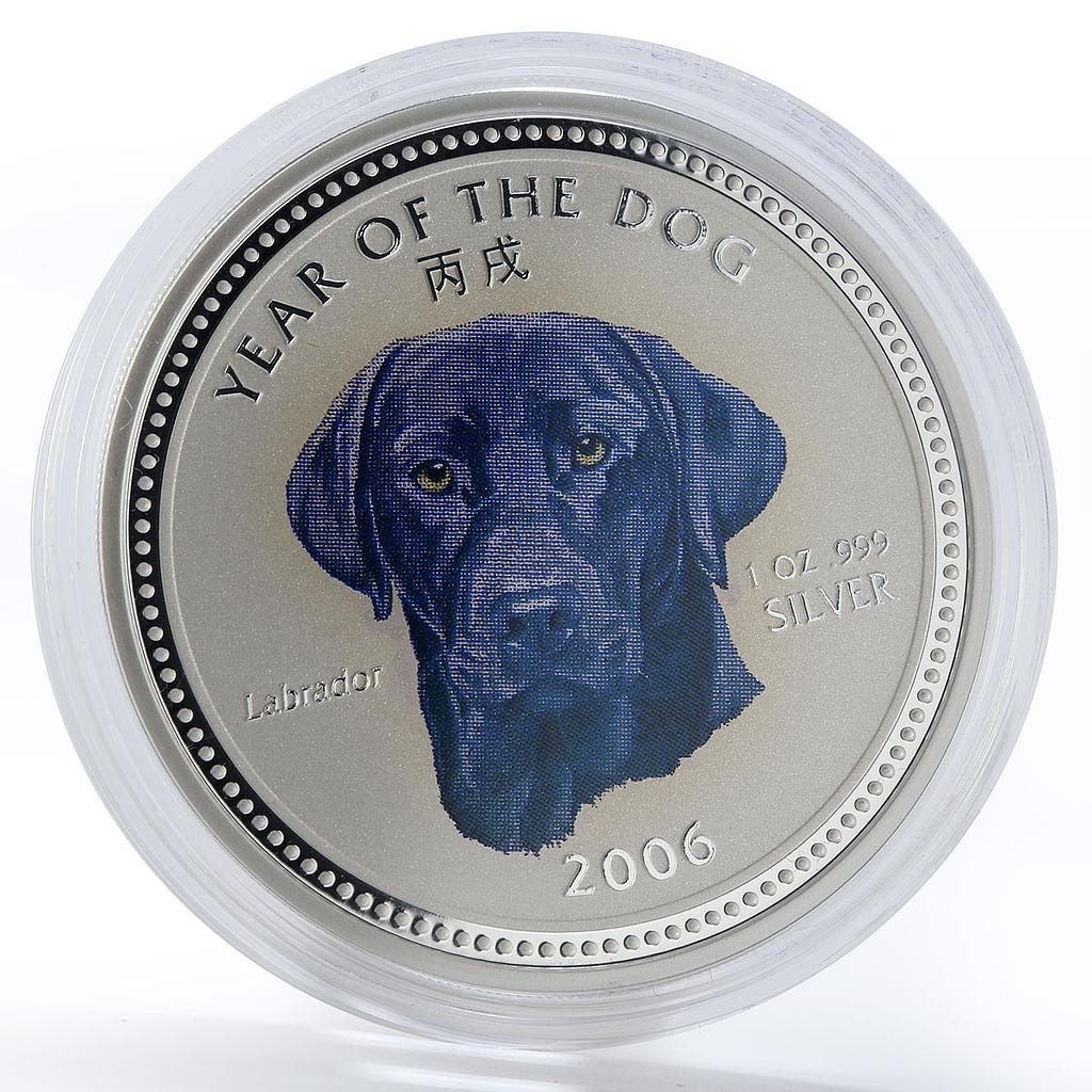 Cambodia 3000 riels Labrador Year of the Dog color silver 1oz coin 2006