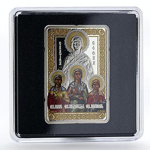 Macedonia 100 denari Faith Hope Love and Mother Sophia gilded silver coin 2018
