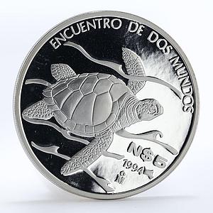 Mexico 5 pesos Pacific Ridley Sea Turtle proof silver coin 1994
