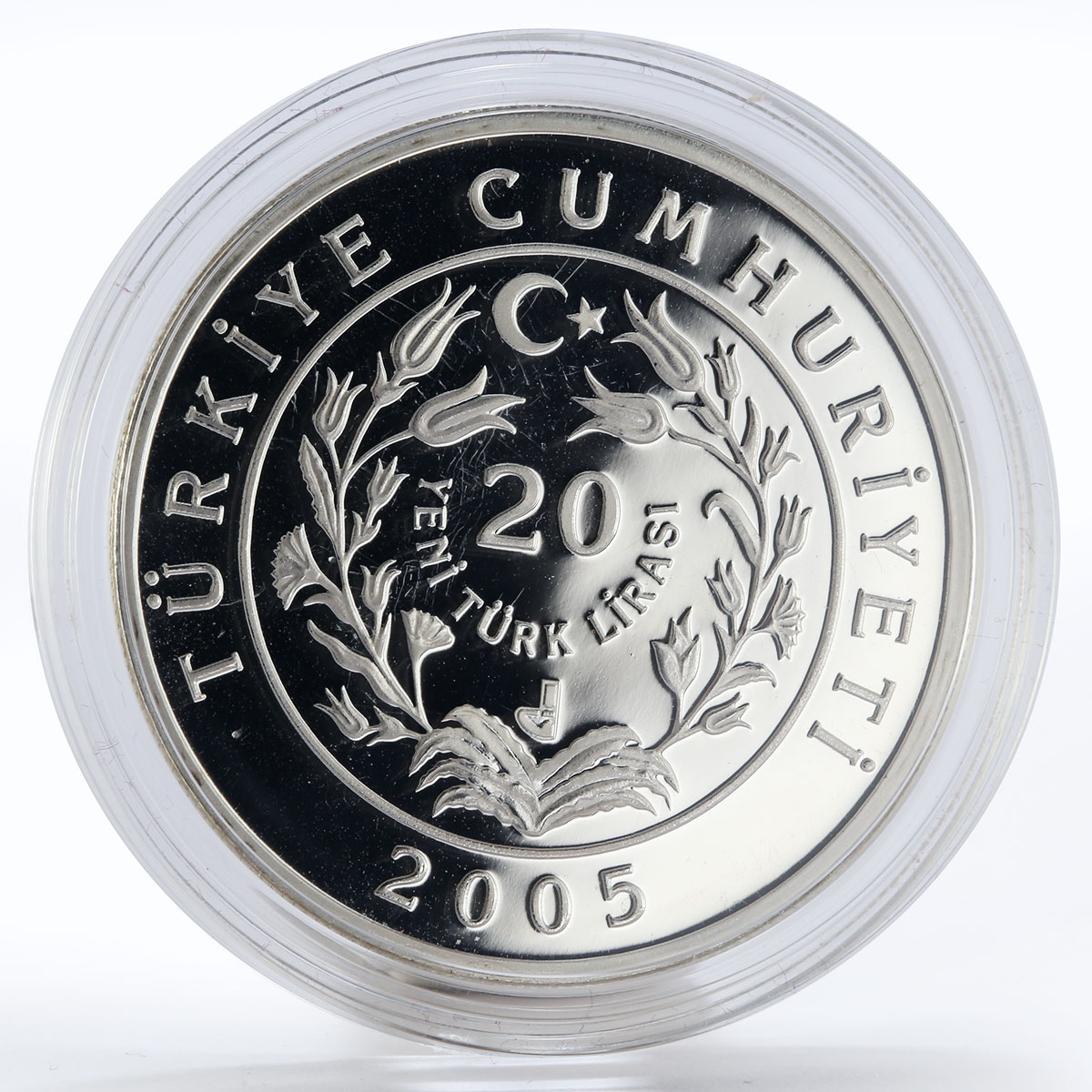 Turkey 20 lira Lizard of Desert animal proof silver coin 2005