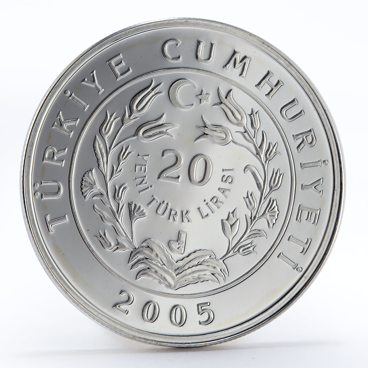 Turkey 20 lira Striped Hyena animal proof silver coin 2005