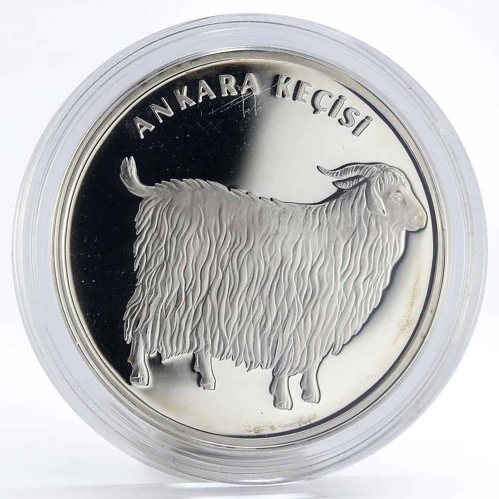 Turkey 20 lira Animal series Angora Goat proof silver coin 2005