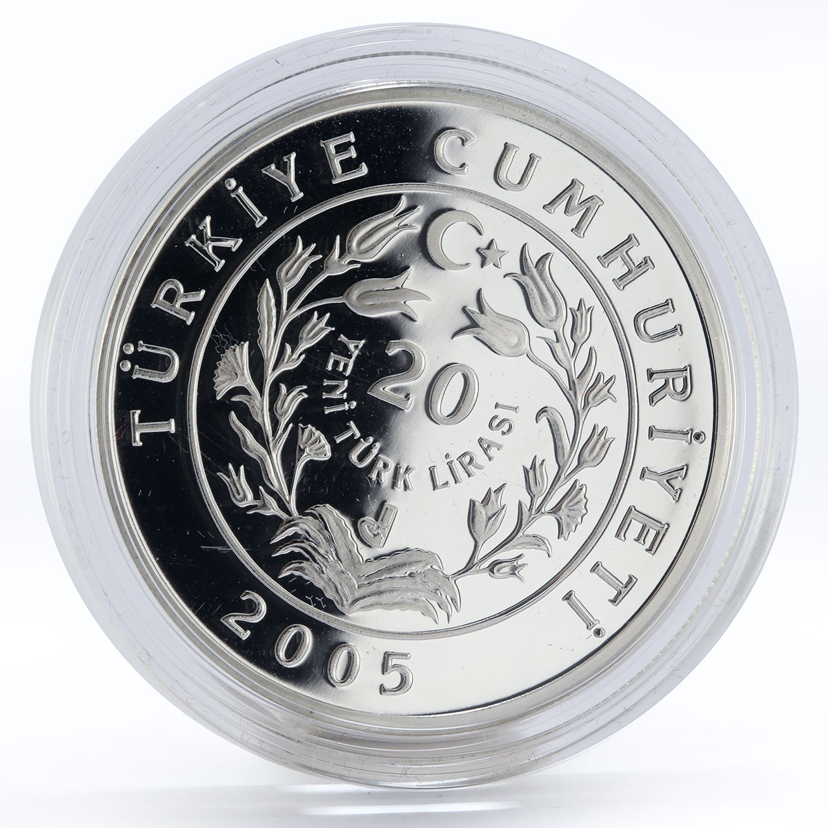 Turkey 20 lira Angora Goat animal proof silver coin 2005