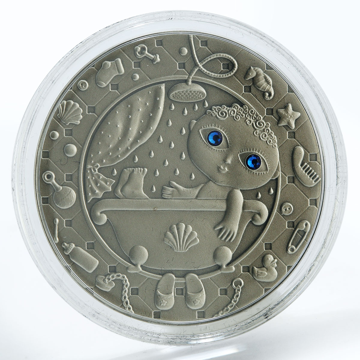 Belarus 20 rubles, Zodiac Signs, Aquarius, silver, zircons, coin, 2009