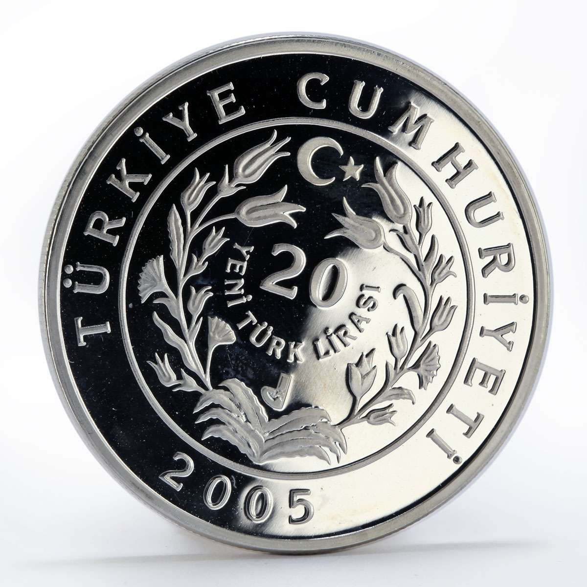 Turkey 20 lira Anatolian Mouflon animal proof silver coin 2005