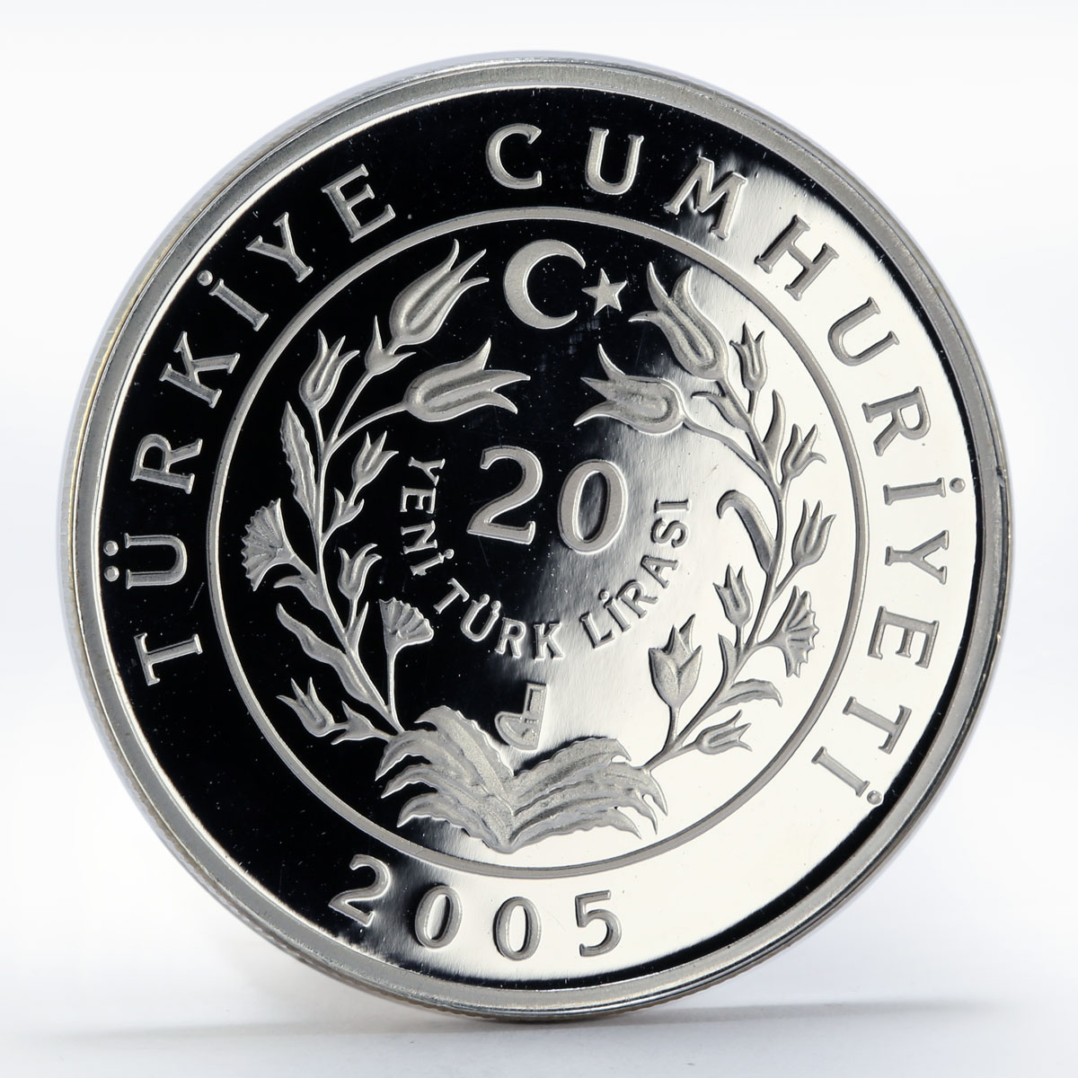 Turkey 20 lira Brown Bear animal proof silver coin 2005