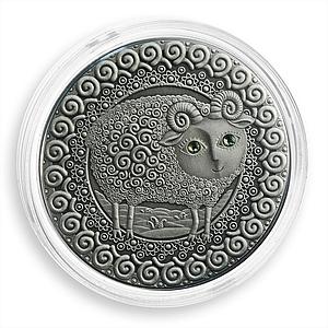 Belarus 20 rubles Zodiac Signs Aries Zircons silver coin 2009