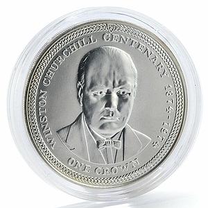 Isle of Man 1 crown Winston Churchill silver coin 1974