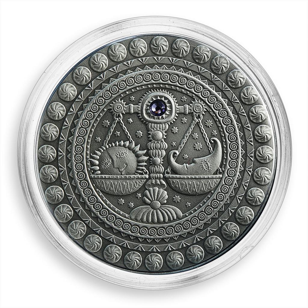 Belarus 20 rubles, Zodiac Signs, Libra, silver, zircon, coin, 2009