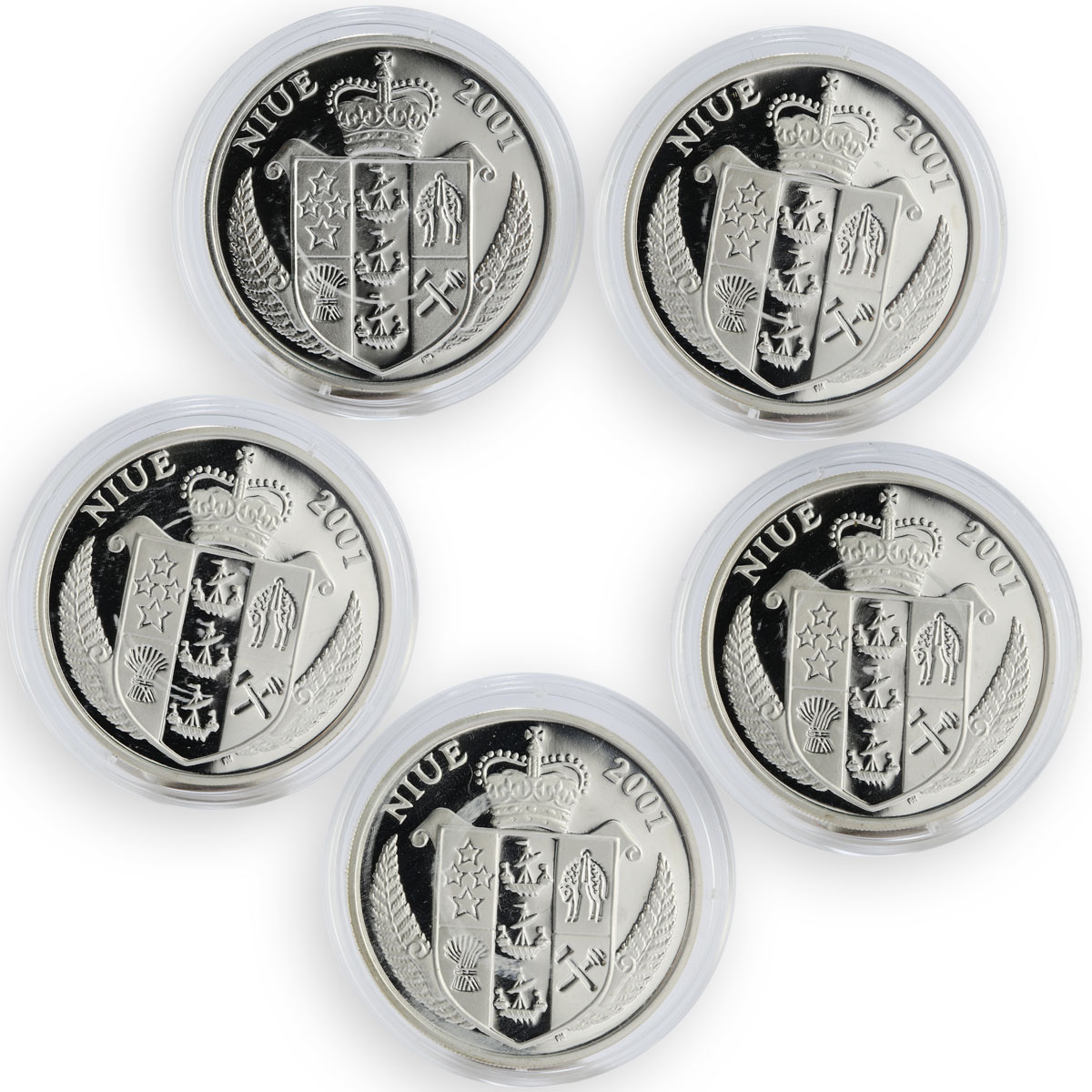 Niue 10 dollars, set of 5 coins,  Pokemon Series  proof silver 2001