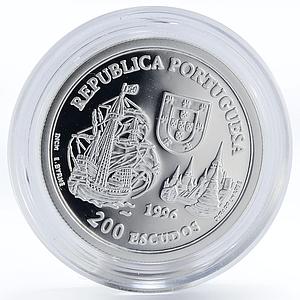 Portugal 200 escudos Siam Alliance Ship proof silver coin 1996