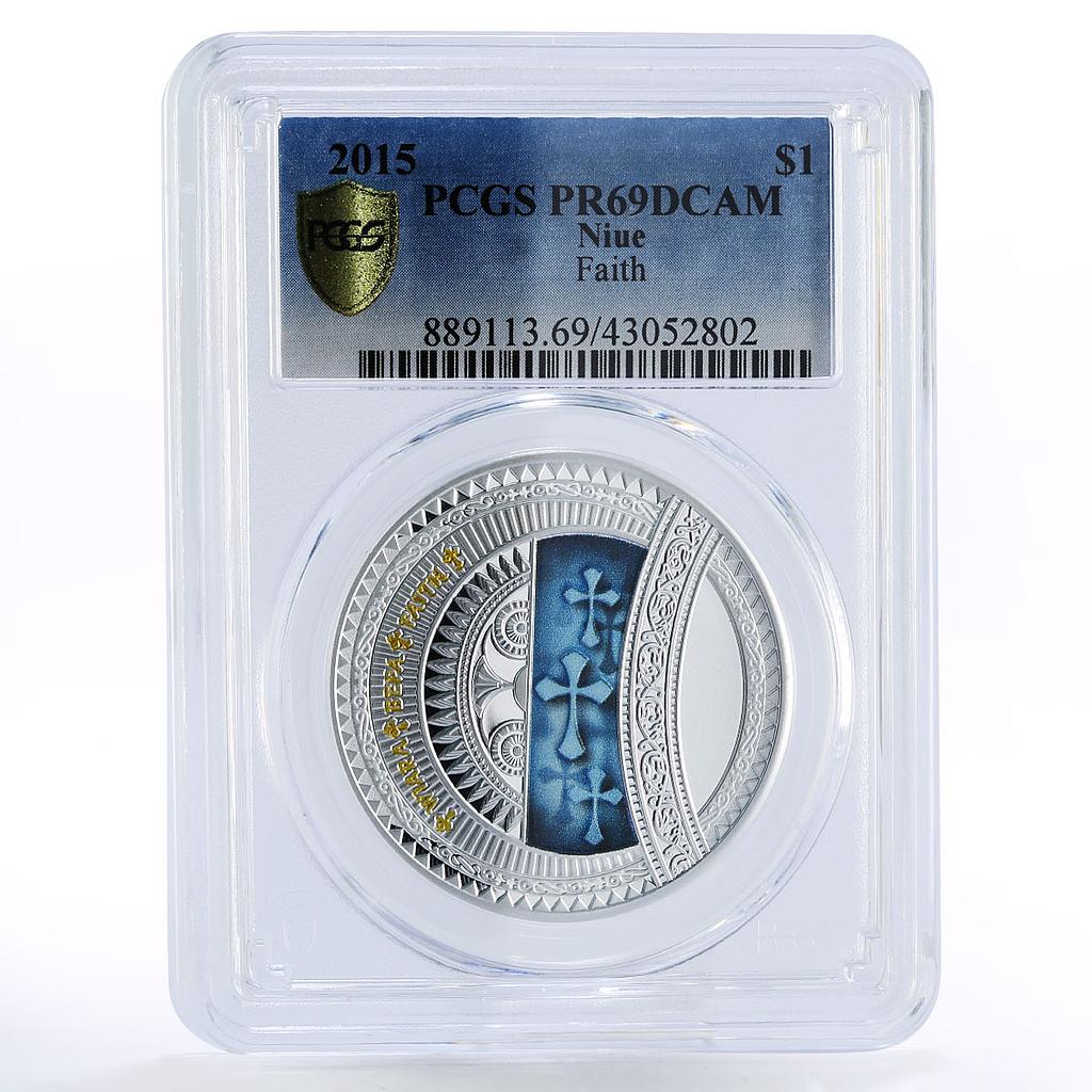 Niue 1 dollar World of Your Soul series Faith PR69 PCGS proof silver coin 2015