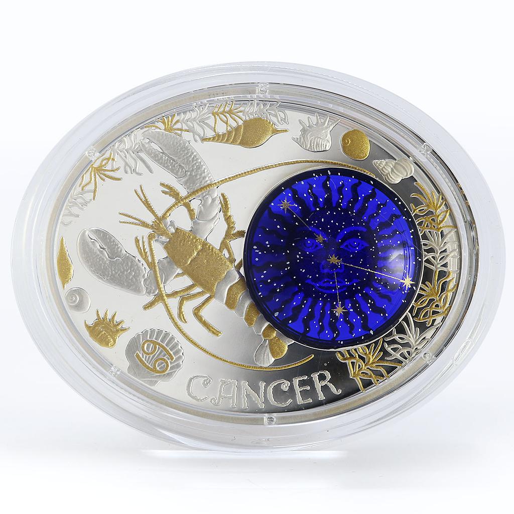 Macedonia 10 denari Zodiac Signs series Cancer 3D silver coin 2015