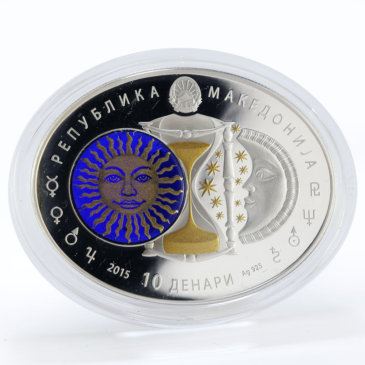 Macedonia 10 denari Zodiac Cancer 3D printing Gilded Silver Oval Coin 2015