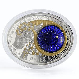 Macedonia 10 denari Zodiac Aries 3D printing Gilded Silver Oval Coin 2015