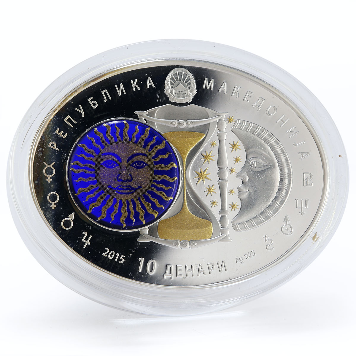 Macedonia 10 denari Zodiac Taurus 3D printing Gilded Silver Oval Coin 2015
