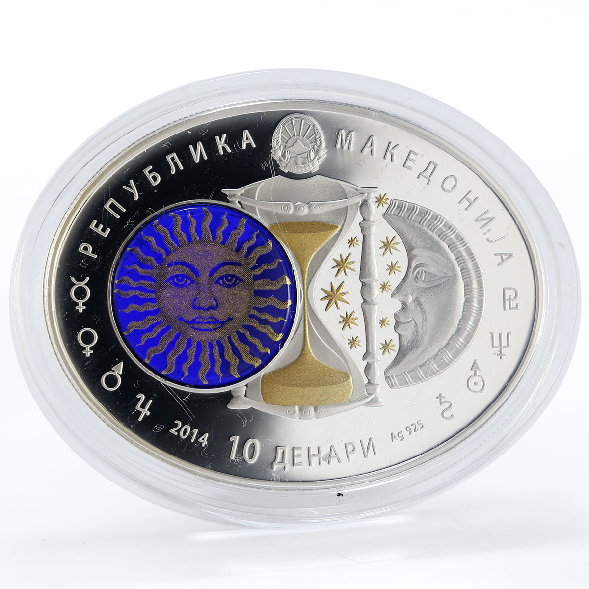 Macedonia 10 denari Zodiac Scorpio 3D printing Gilded Silver Oval Coin 2014