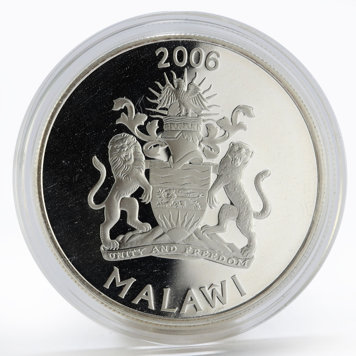 Malawi 5 kwacha Leopards journey through Africa coloured silver proof coin 2006