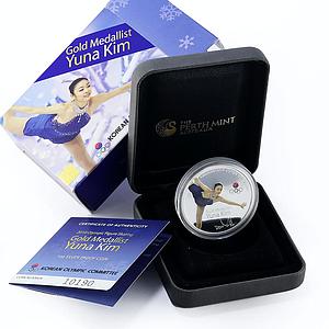 Tuvalu 1 dollar Vancouver Olympic Games Figure Skating Yuna Kim silver coin 2010