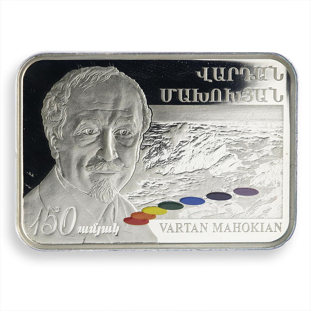 Armenia 100 drams Vartam Mahokian 150th Birth Anniversary coloured silver 2019