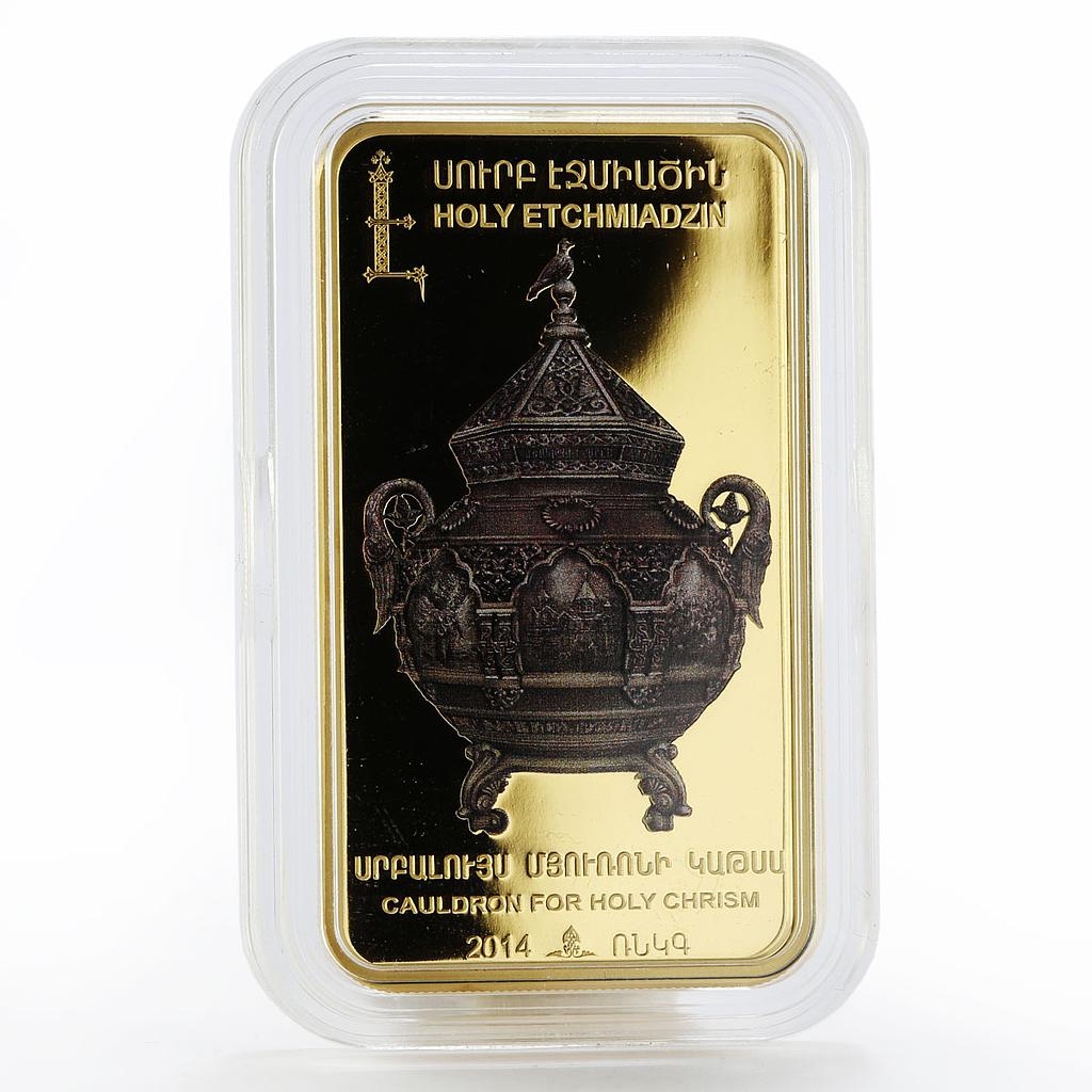 Armenia 1000 drams Cauldron For Holy Chrism Gilded proof silver coin 2014