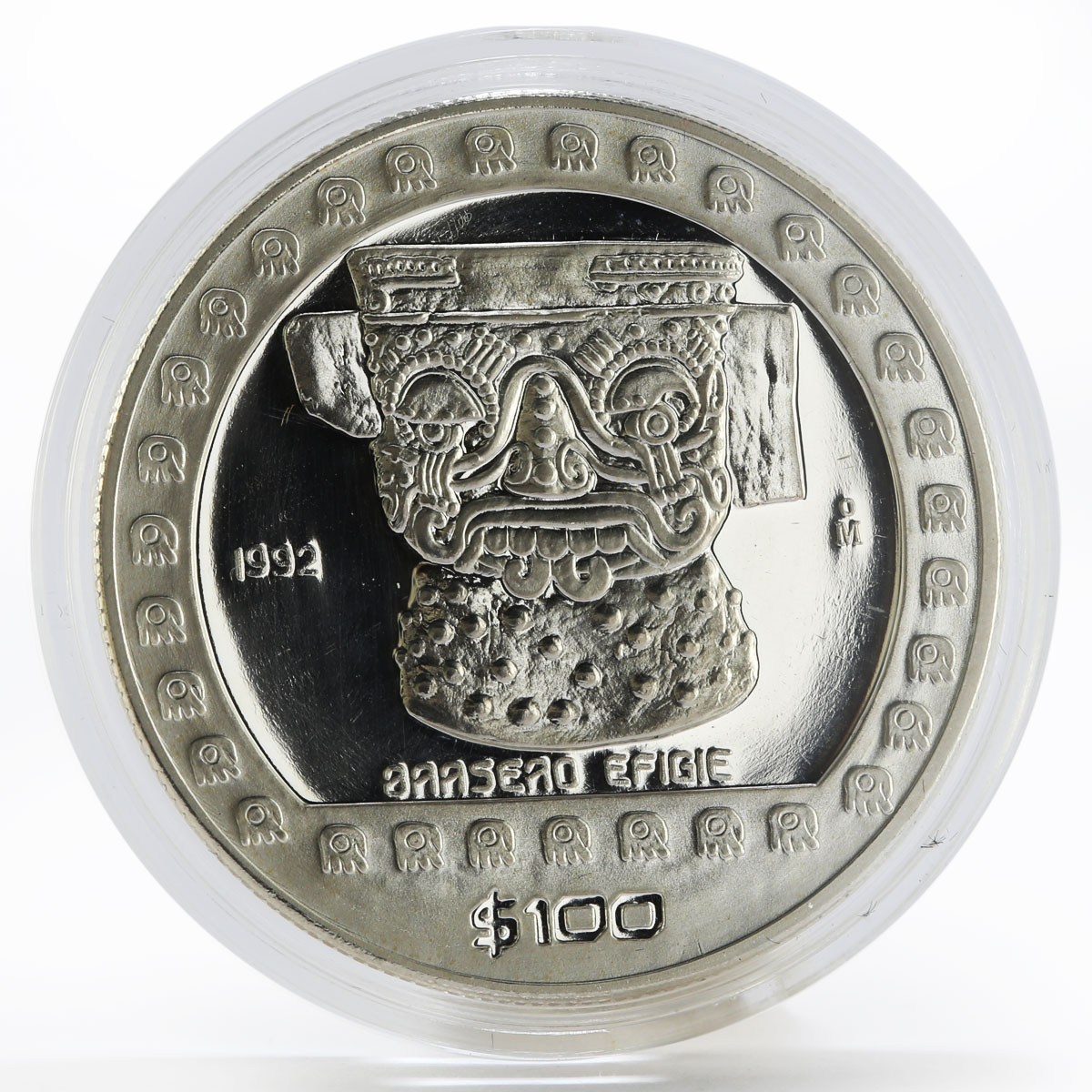 Mexico 100 pesos Brasero Efigie The Aztek Collection proof silver coin 1992