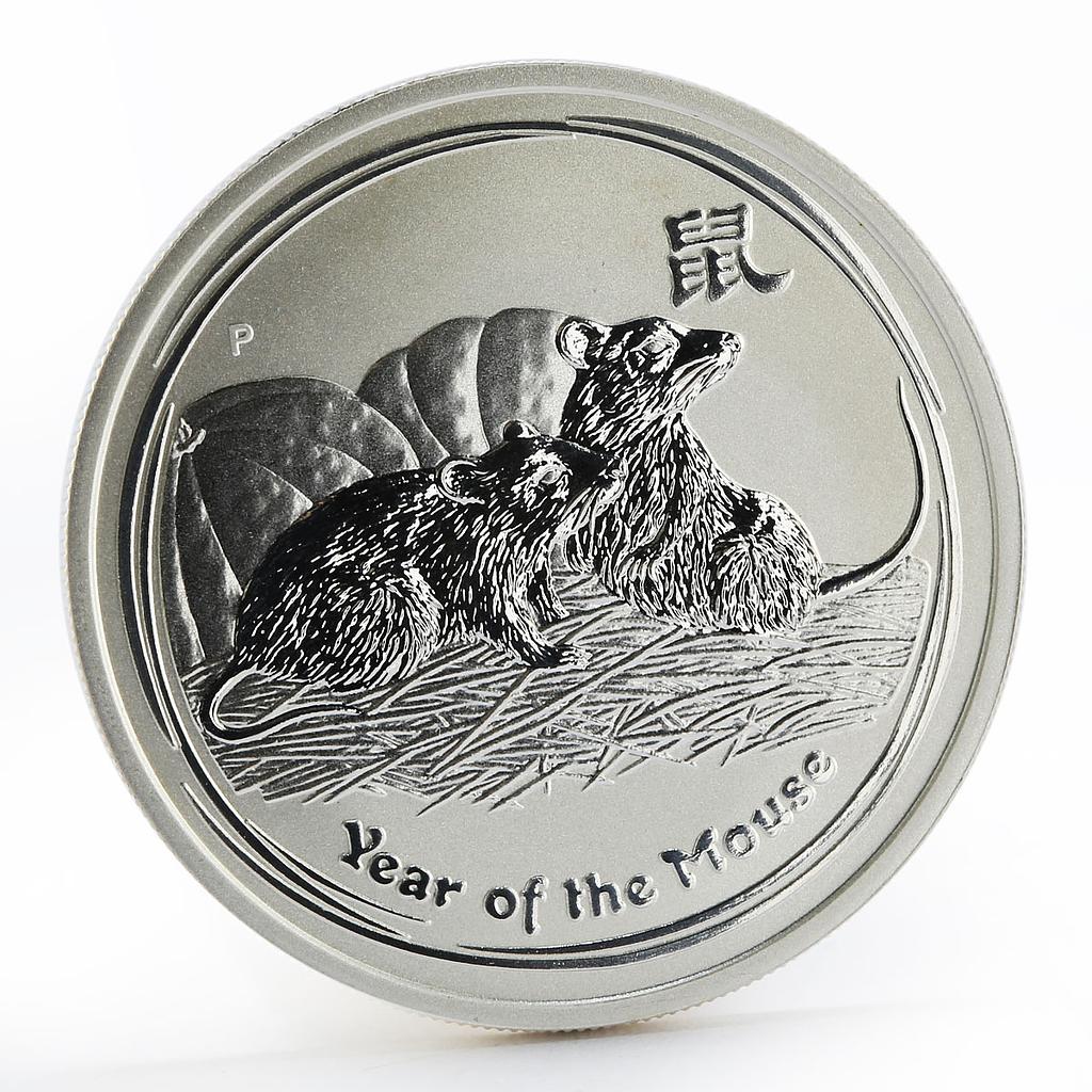 Australia 50 Cents Year of the Mouse Lunar Series II 1/2 oz Silver coin 2008