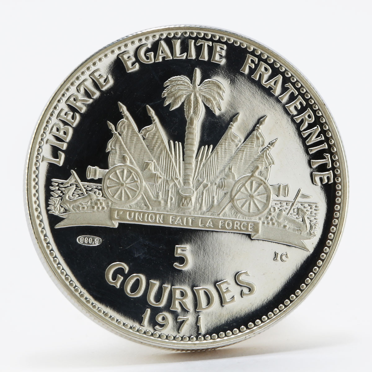 Haiti 5 Gourdes Haitienne paradise proof silver coin 1971