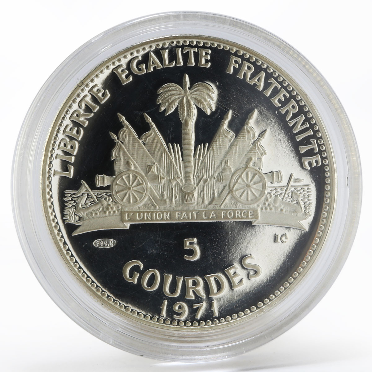 Haiti 5 Gourdes Haitienne paradise proof silver coin 1971