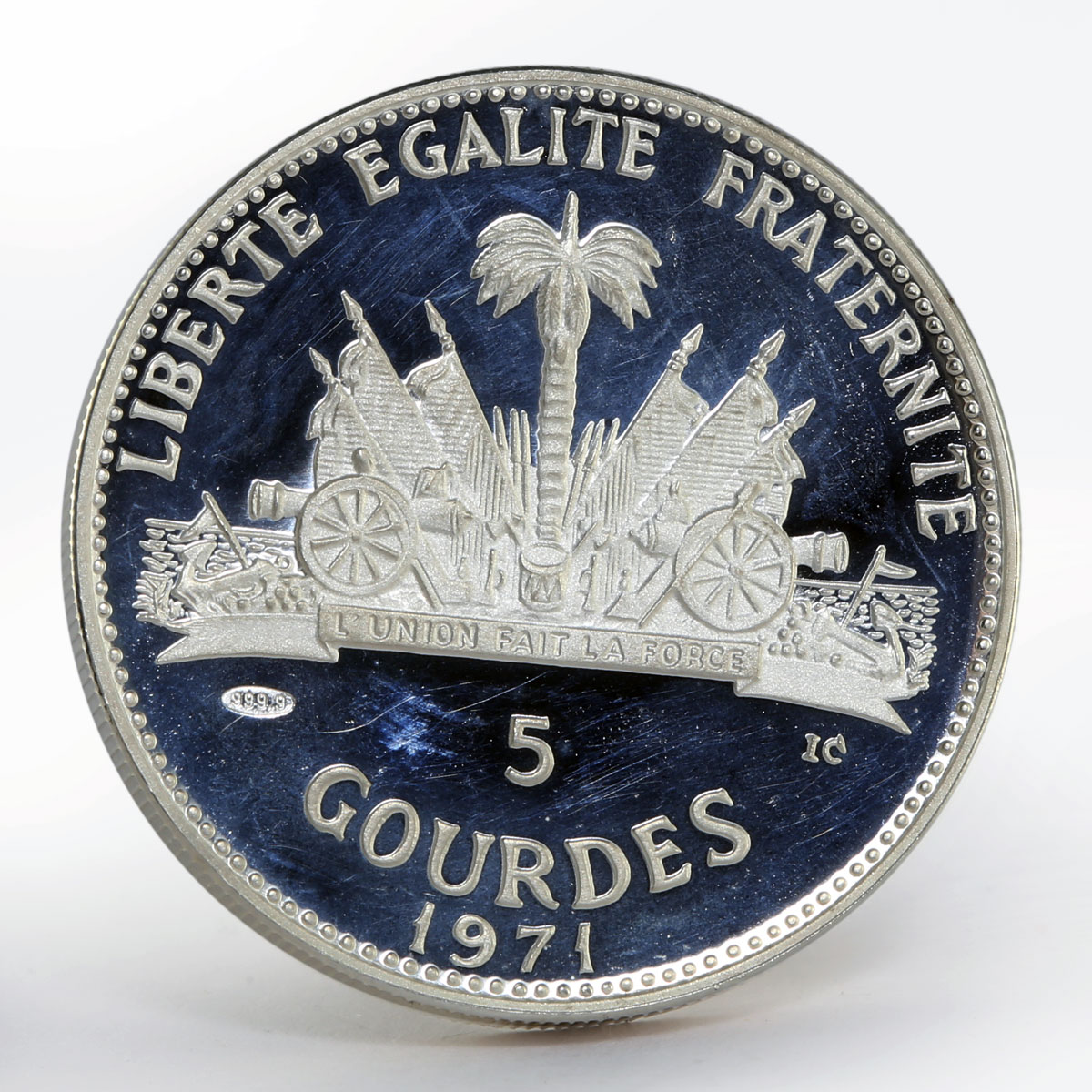 Haiti 5 Gourdes Haitienne paradise proof silver coin 1971