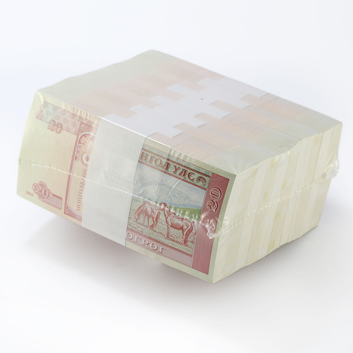 Mongolia 20 togrog 1000 banknotes brick bundle 2018