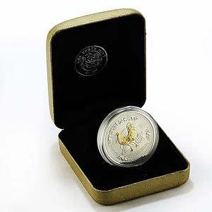 Australia 1 dollar Lunar Calendar I Year of the Rooster gilded silver coin 2005