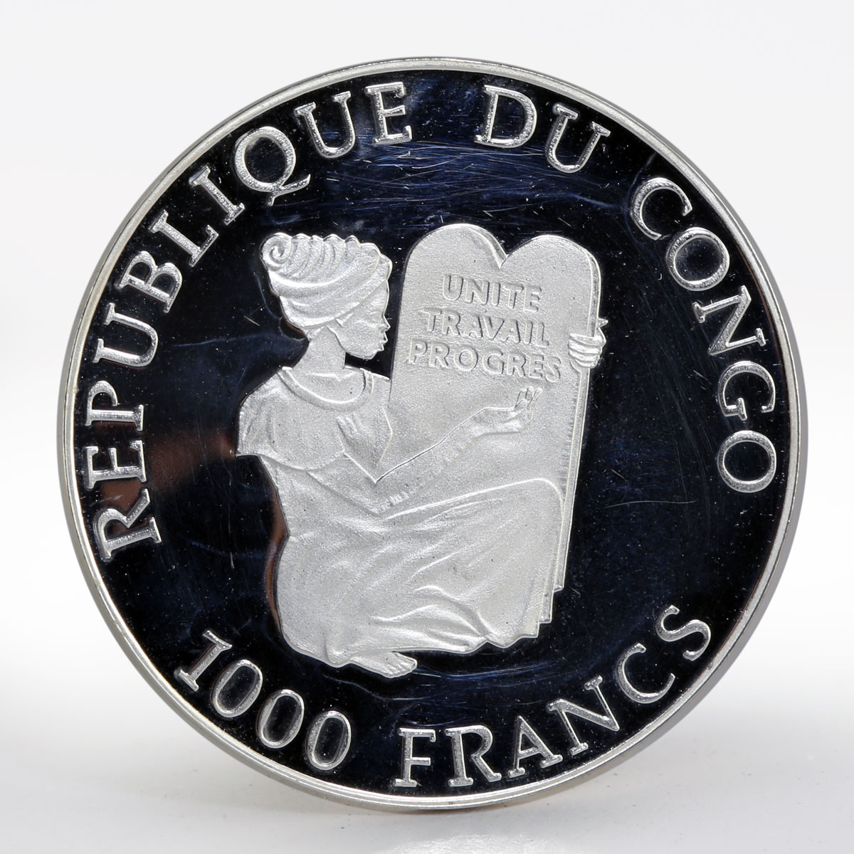 Congo 1000 francs Jeanne d'Arc proof silver coin 2005