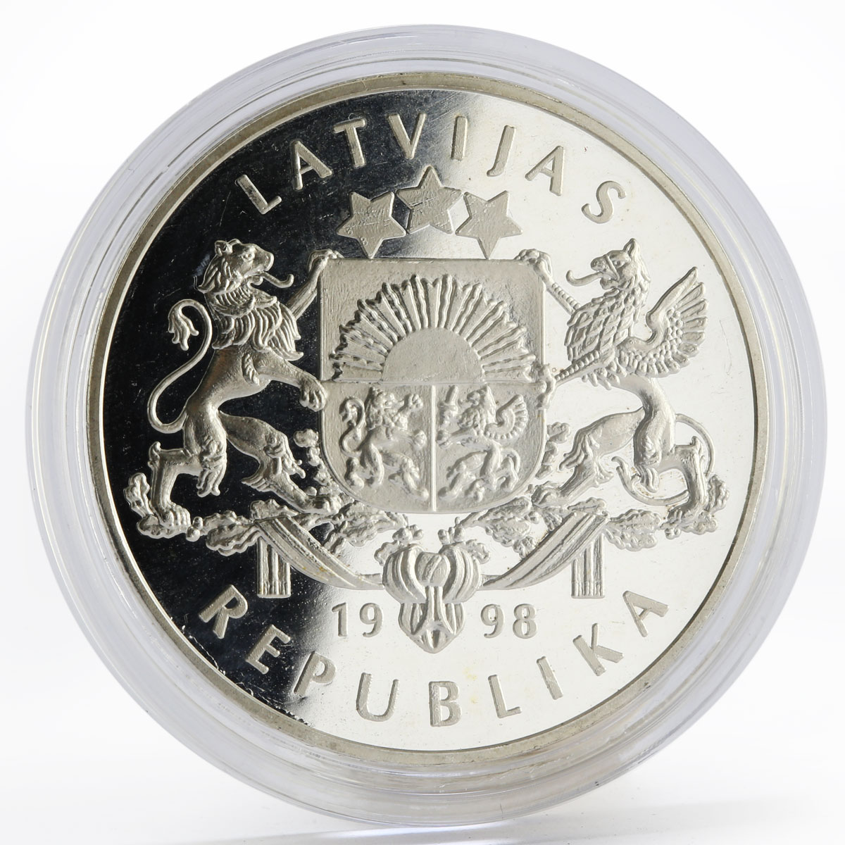 Latvia 10 latu 1925 Icebreaker “Krisjanis Valdemars” proof silver coin 1998