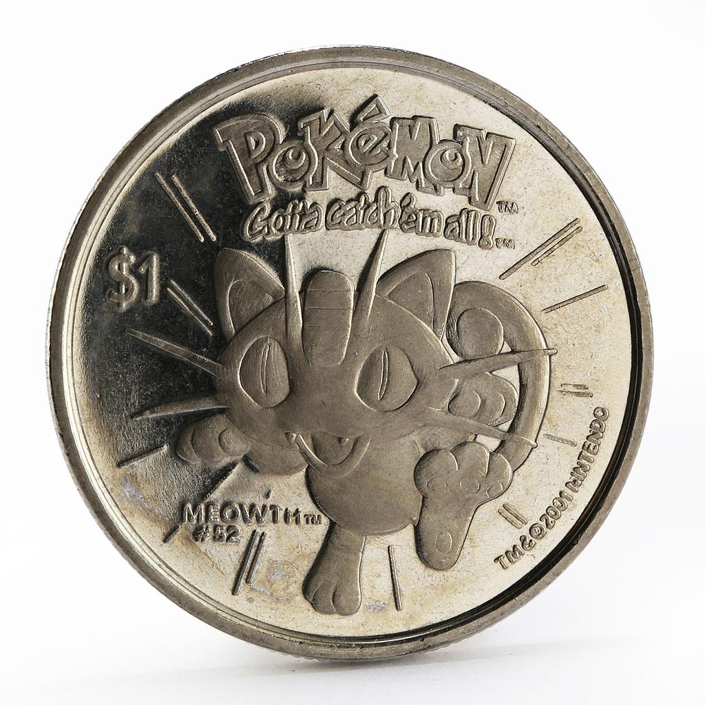 Niue 1 dollar Pokemon Meowth copper-nickel coin 2001