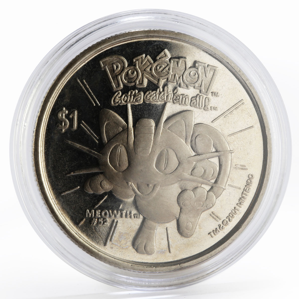 Niue 1 dollar Pokemon Meowth copper-nickel coin 2001