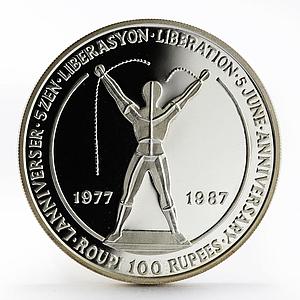 Seychelles 100 rupees 10th Anniversary of Liberation proof silver coin 1987