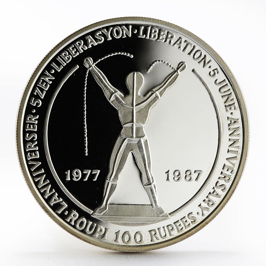 Seychelles 100 rupees 10th Anniversary of Liberation proof silver coin 1987