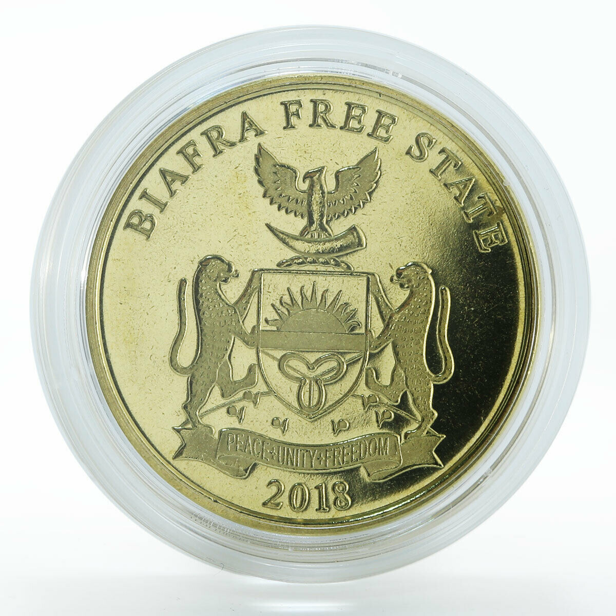 Biafra Free State 10 shillings Leopard tortoise bimetal coin 2018