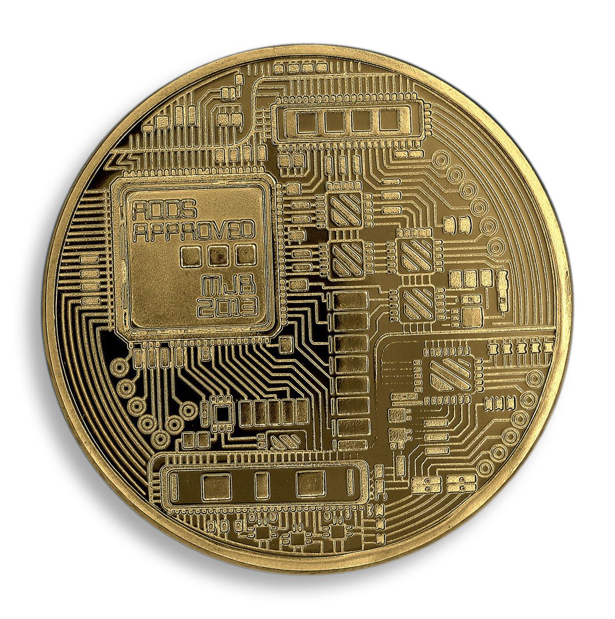 Bitcoin, AOCS Approved, MJB 2013, Art, Gold Plated Coin, Token, Souvenir