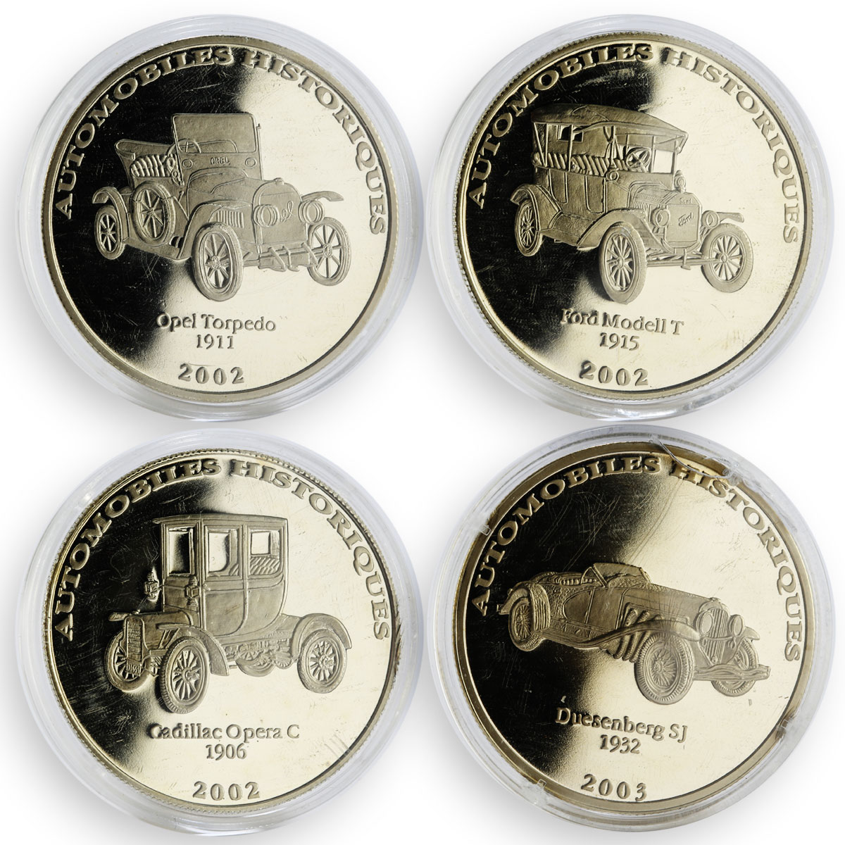 Congo 10 francs set of 24 coins Cars Automobiles Collection 2002