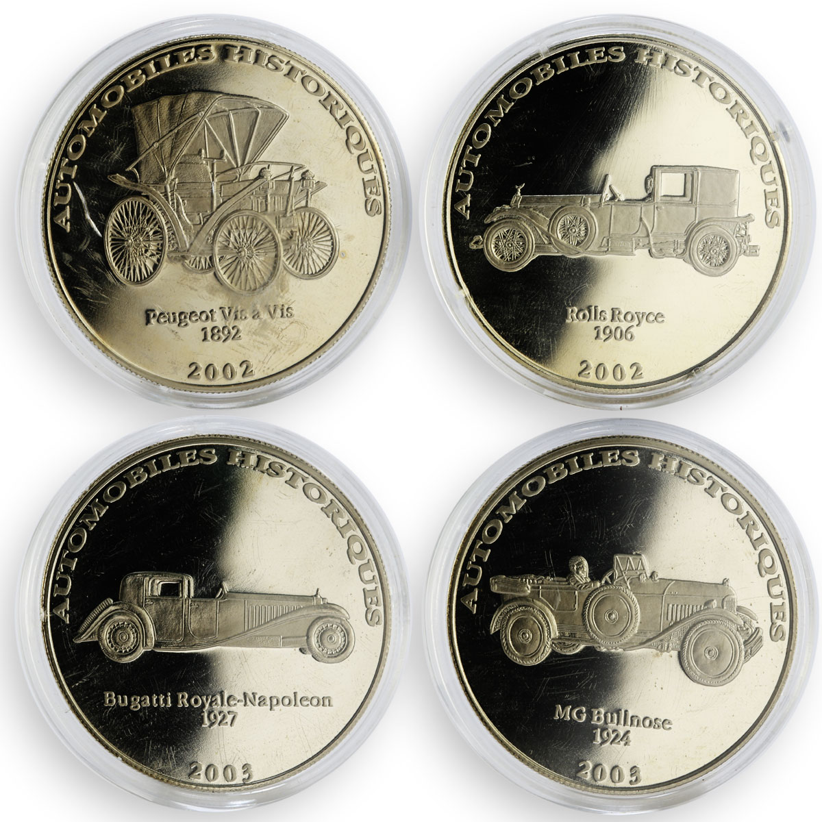 Congo 10 francs set of 24 coins Cars Automobiles Collection 2002