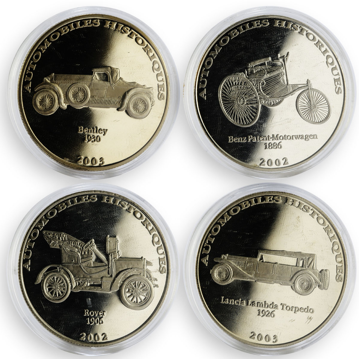 Congo 10 francs set of 24 coins Cars Automobiles Collection 2002