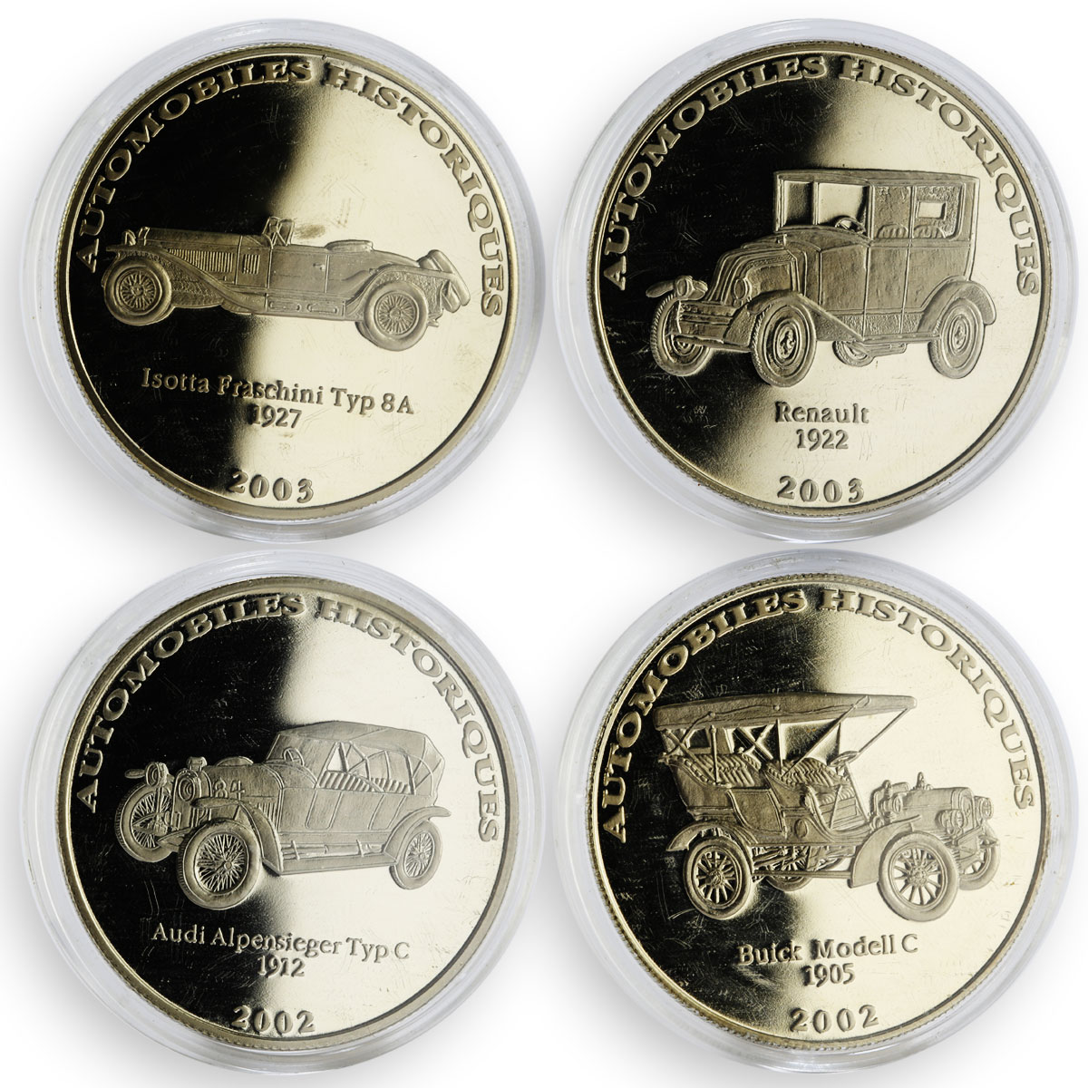 Congo 10 francs set of 24 coins Cars Automobiles Collection 2002