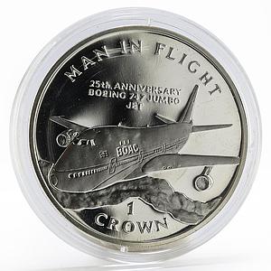 Isle of Man 1 crown Aircraft Man in Flight Boeing 747 proof silver 1995