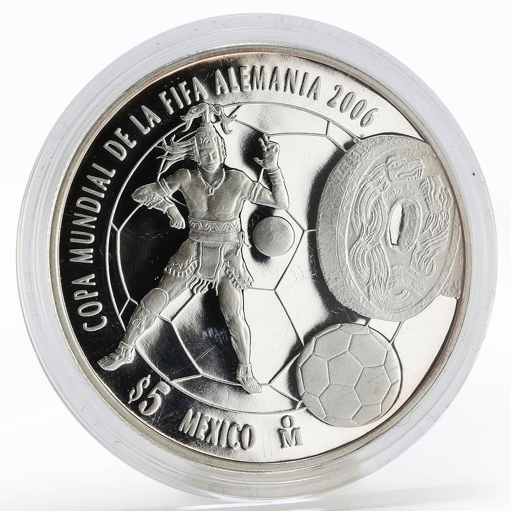 Mexico 5 pesos 2006 World Cup Soccer Games Football proof silver coin 2006