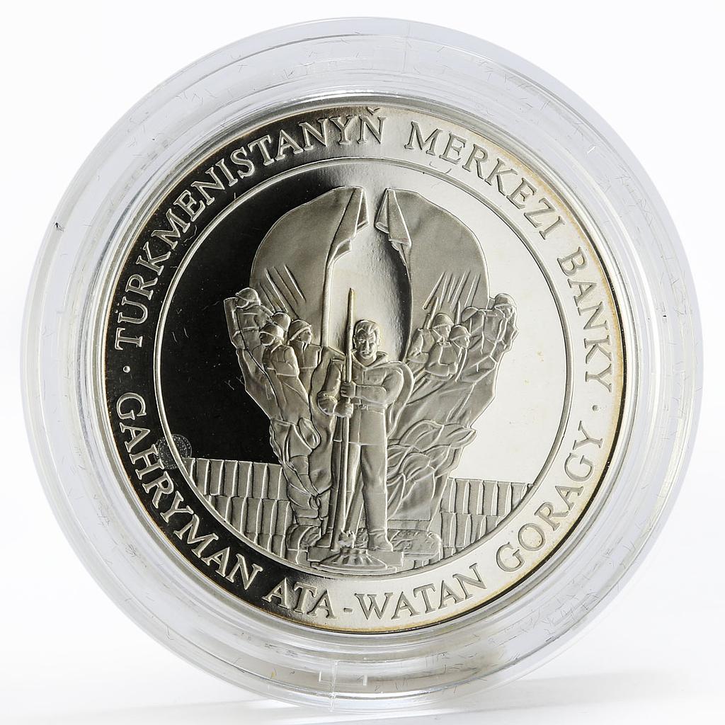 Turkmenistan 500 manat Monument of Atamurat Niyazov proof silver coin 2002