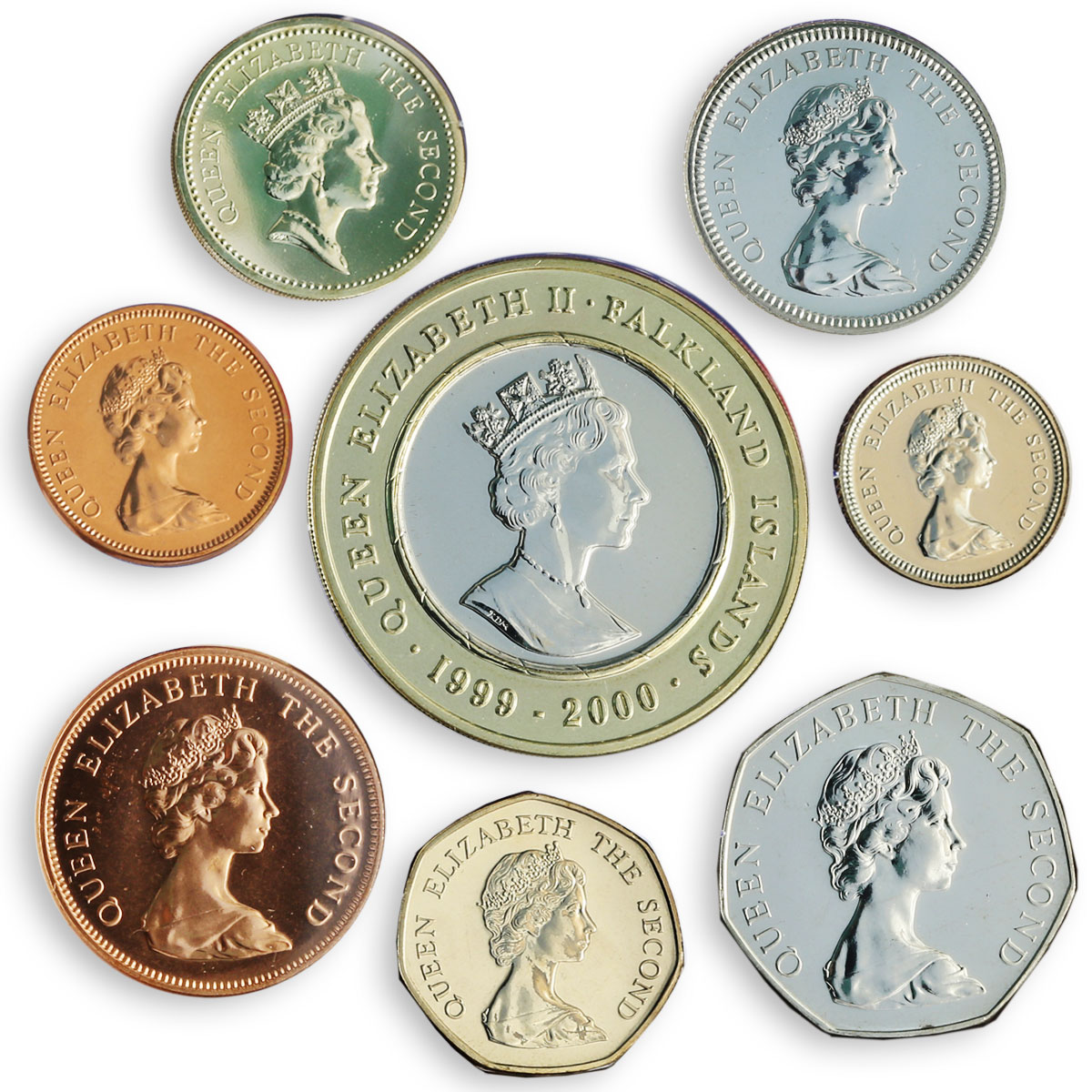 Falkland Islands set of 8 coins Animals Flora and Fauna Millennium 1999