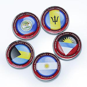 Bougainville Island 1 dollar Flags of South American Nations set of 5 coins 2017